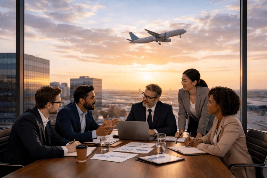 Professional corporate travel management by Expocity Travels in Gurugram for MICE, business trips, and employee travel